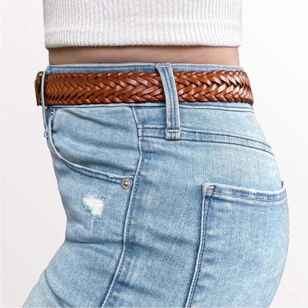 Vintage Polo Ralph Lauren Woven Braided Belt Sz 36 Saddle Brown Made in England - Picture 2 of 10